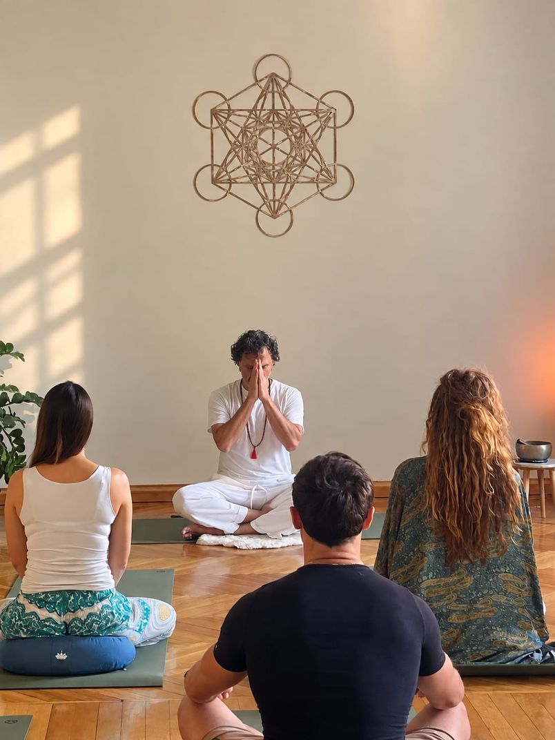 Guido in meditazione davanti agli allievi